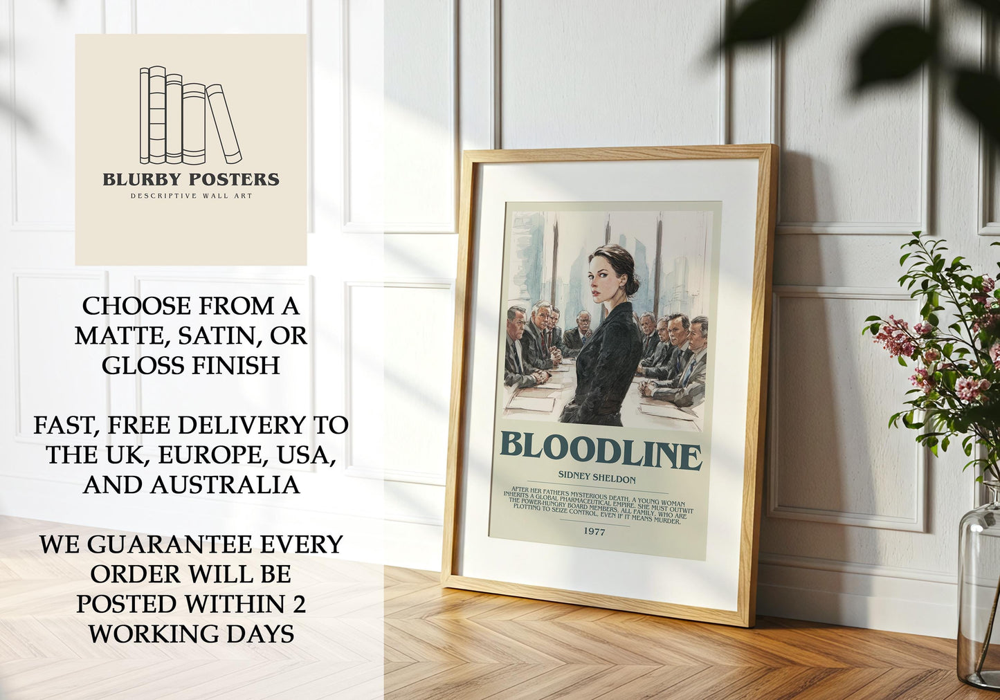 Bloodline by Sidney Sheldon | Descriptive Book Poster | Modern