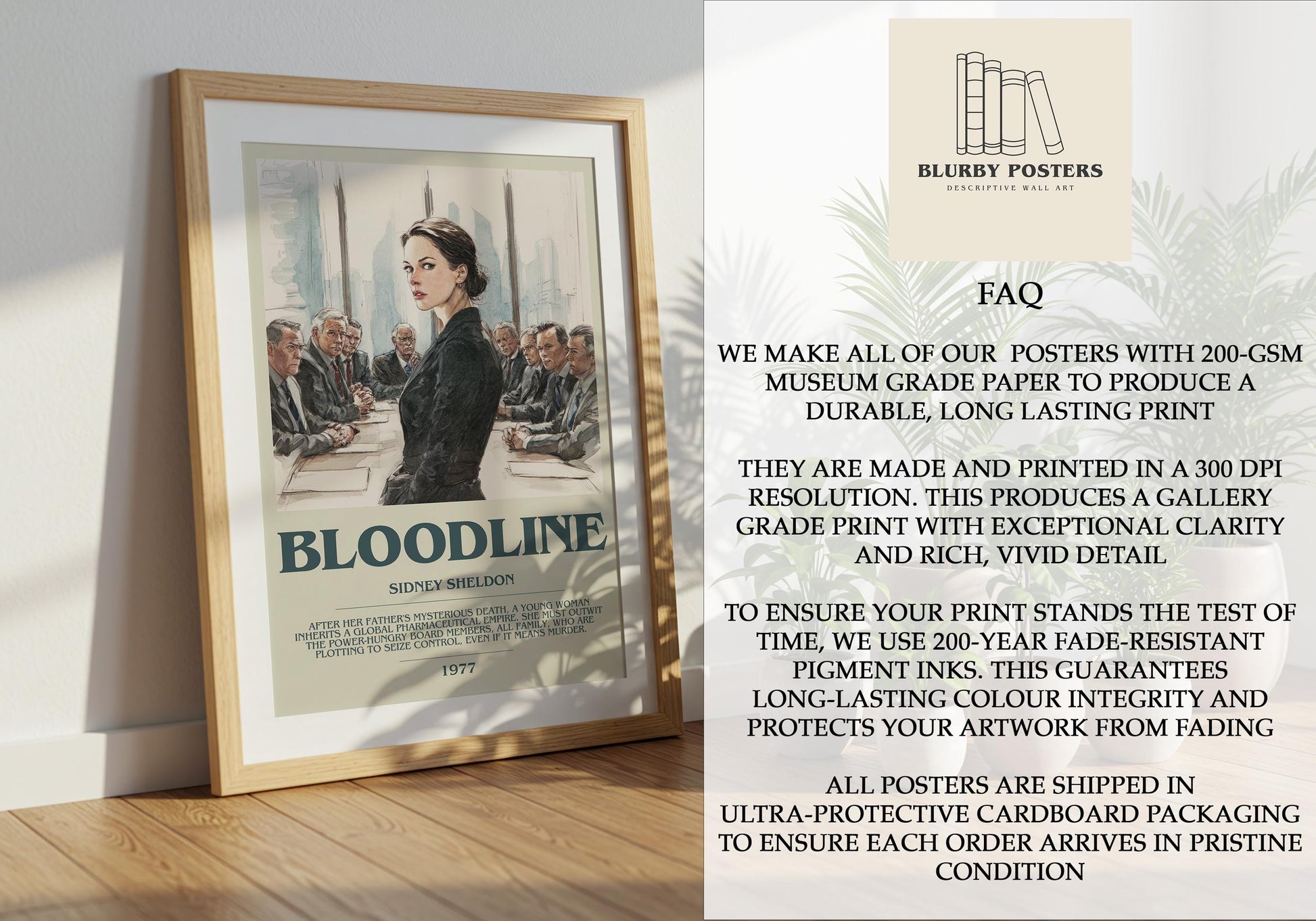 Bloodline by Sidney Sheldon | Descriptive Book Poster | Modern