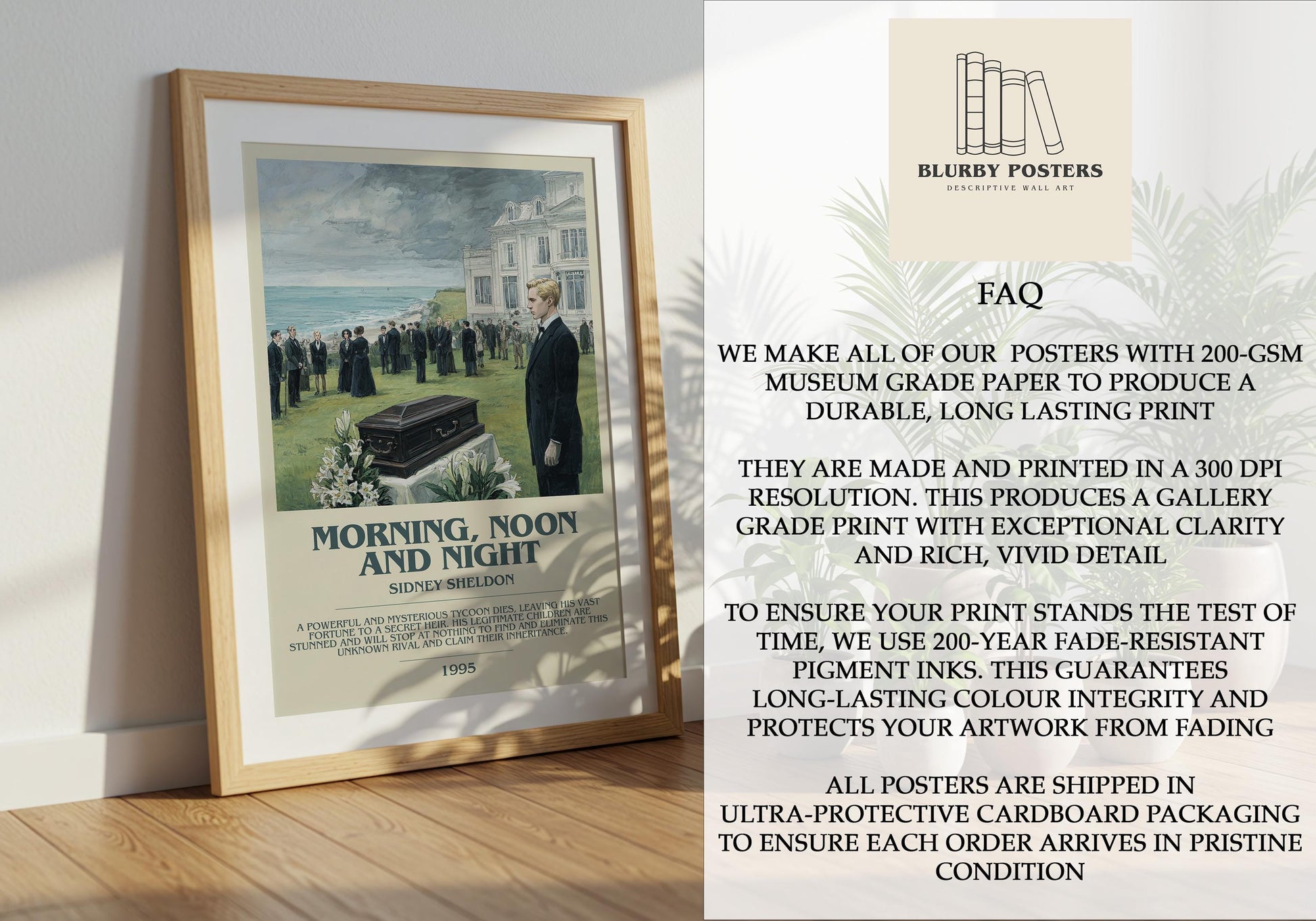 Morning, Noon and Night by Sidney Sheldon | Descriptive Book Poster | Modern