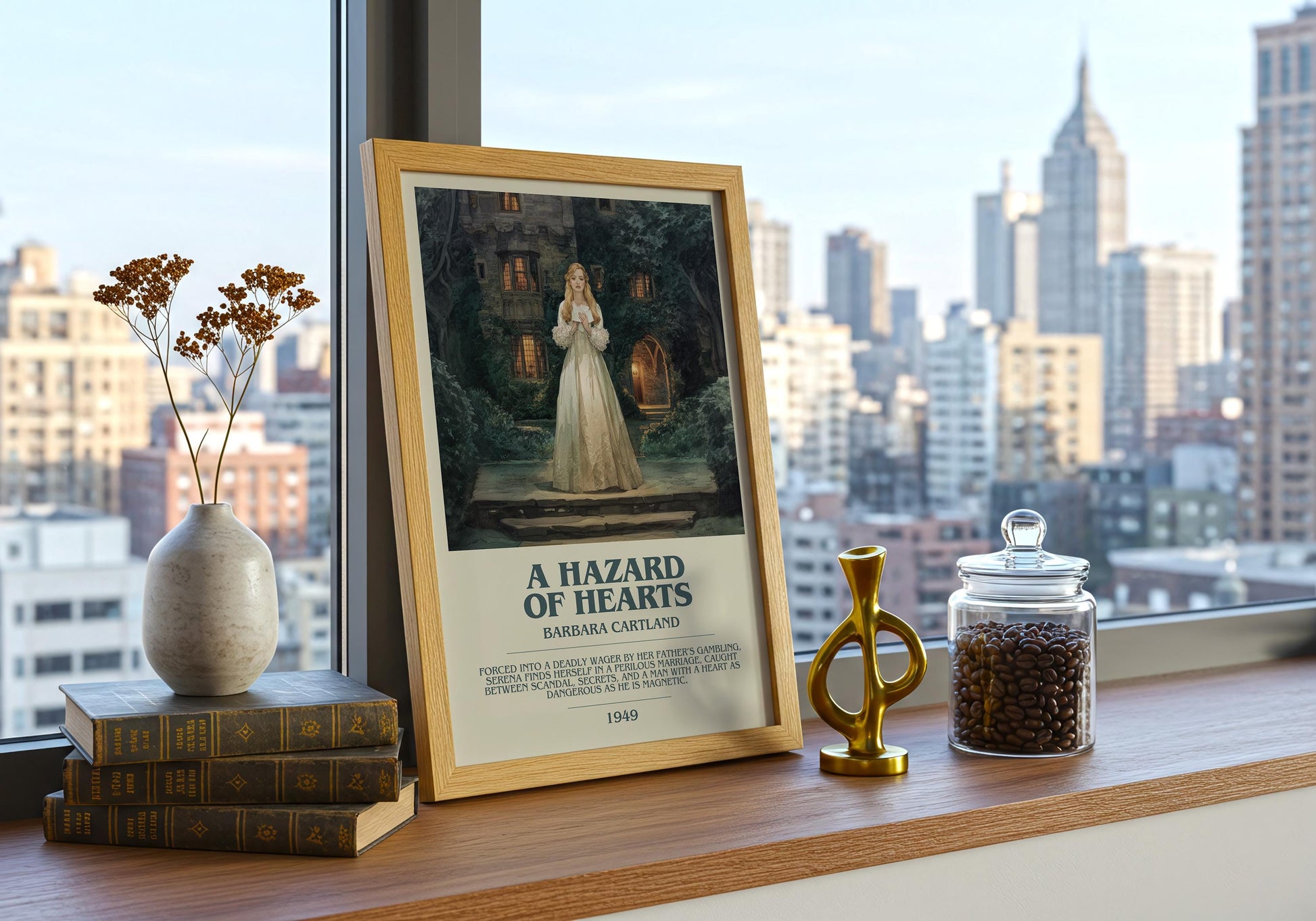 A Hazard Of Hearts by Barbara Cartland | Descriptive Book Poster | Modern
