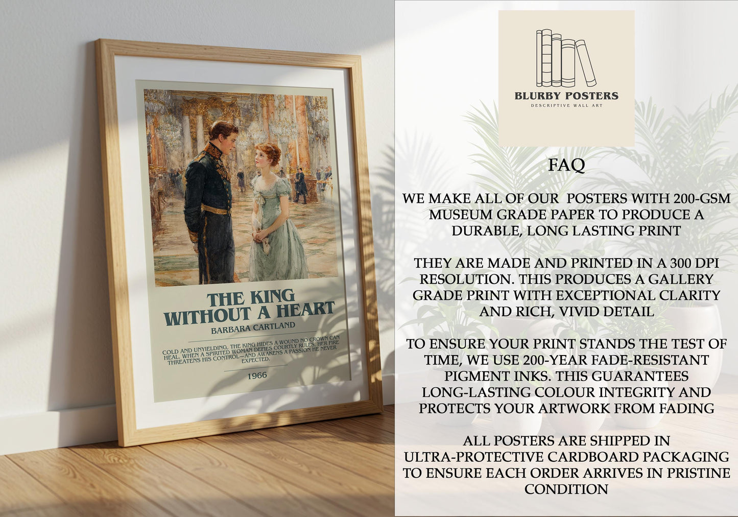 The King Without A Heart by Barbara Cartland | Descriptive Book Poster | Modern