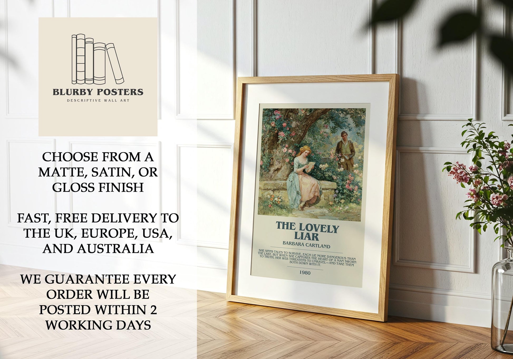 The Lovely Liar by Barbara Cartland | Descriptive Book Poster | Modern