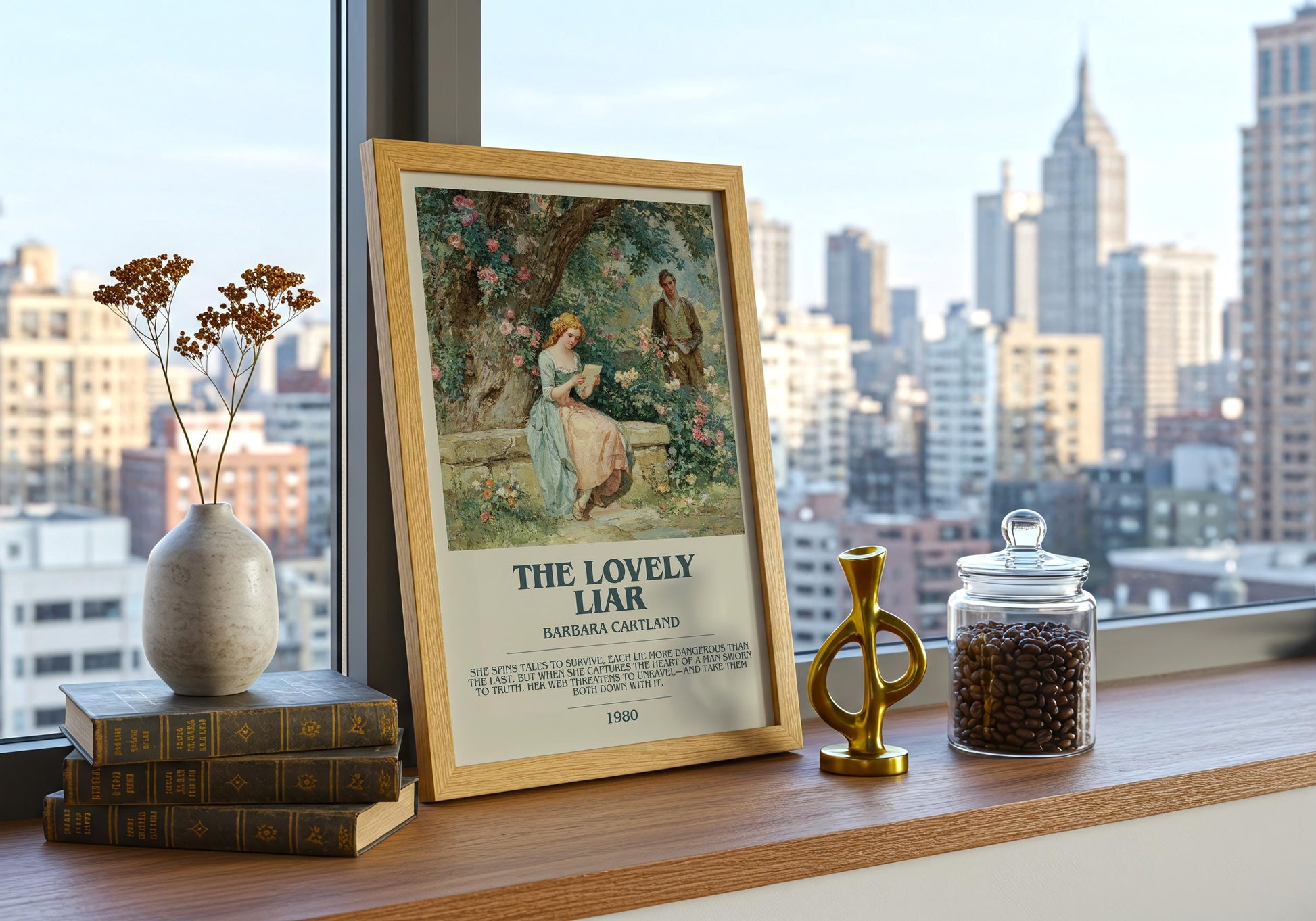 The Lovely Liar by Barbara Cartland | Descriptive Book Poster | Modern