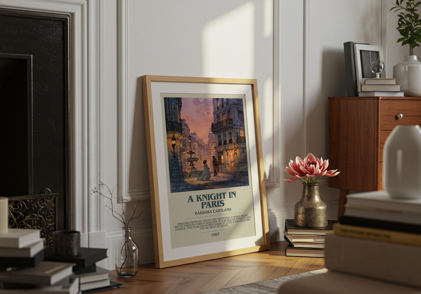 The Knight In Paris by Barbara Cartland | Descriptive Book Poster | Modern
