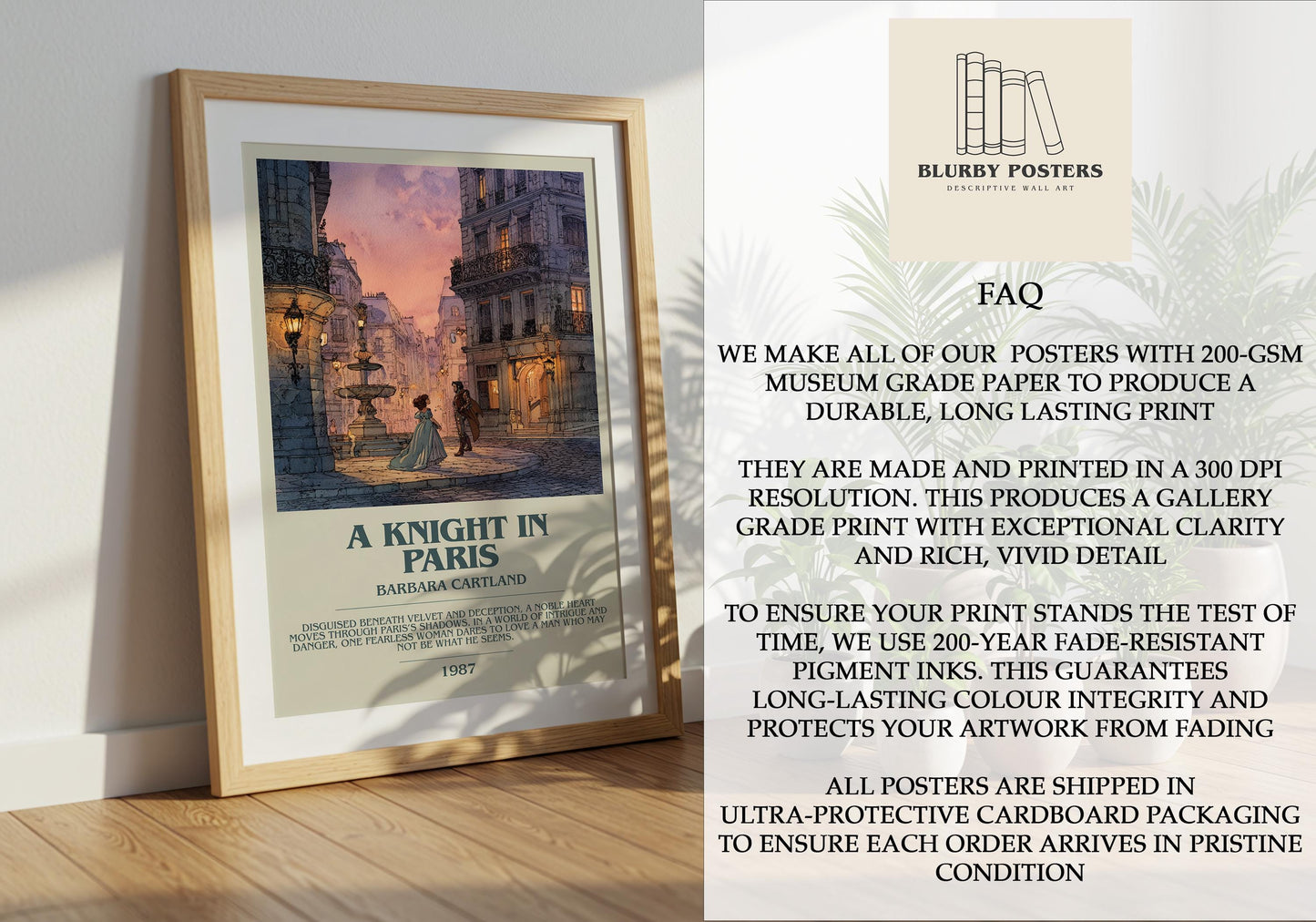 The Knight In Paris by Barbara Cartland | Descriptive Book Poster | Modern