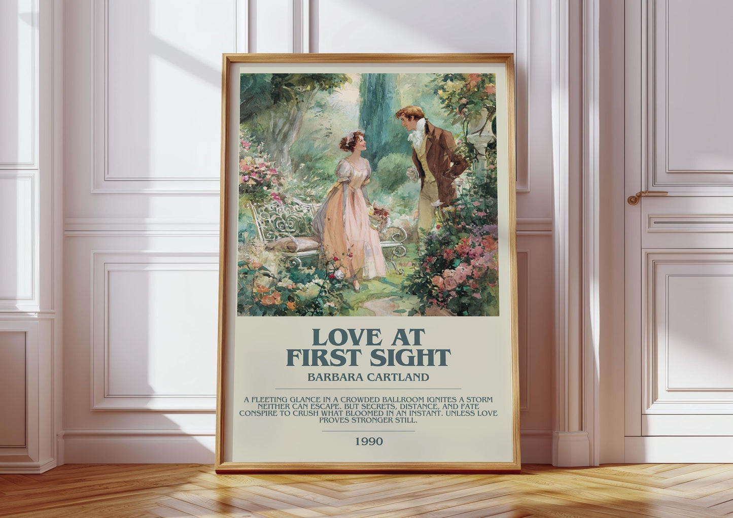 Love At First Sight by Barbara Cartland | Descriptive Book Poster | Modern