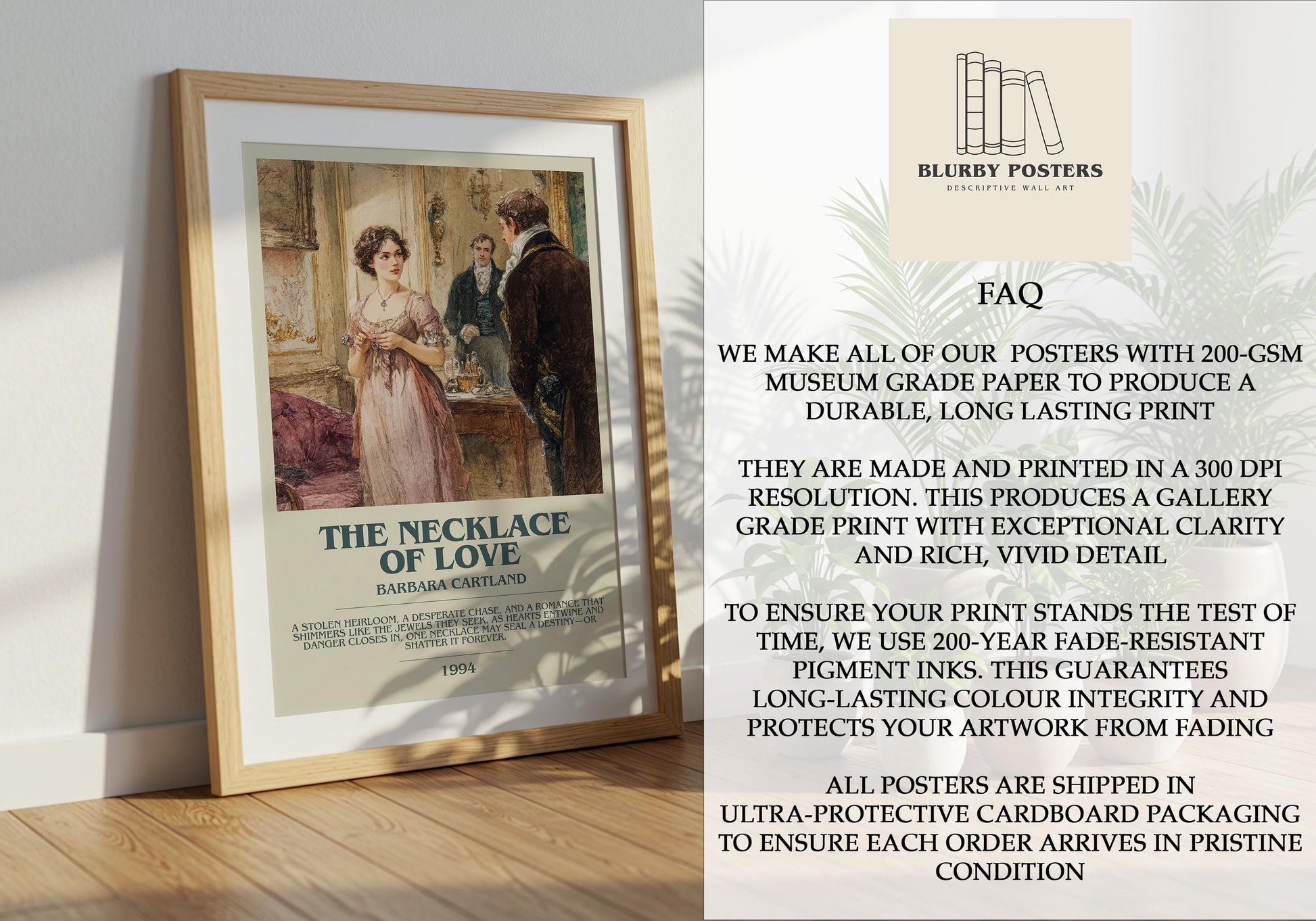 Necklace Of Love by Barbara Cartland | Descriptive Book Poster | Modern