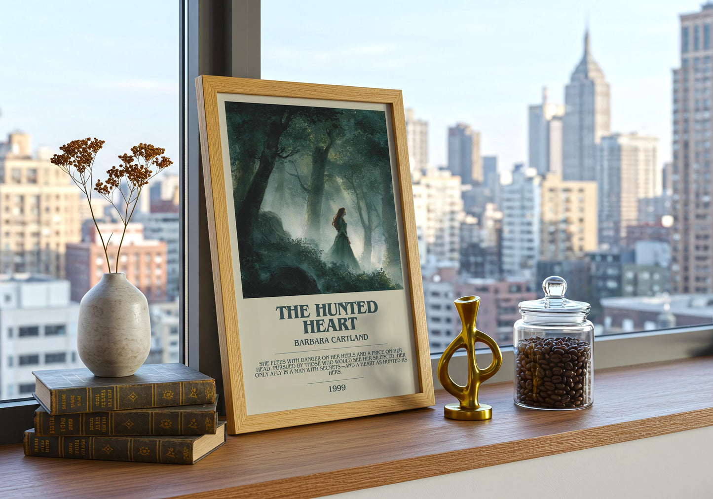 The Hunted Heart by Barbara Cartland | Descriptive Book Poster | Modern
