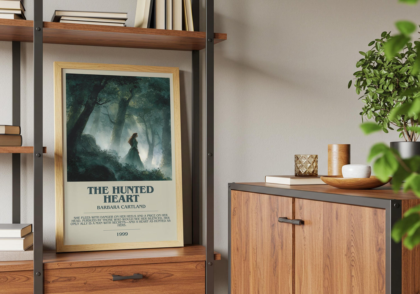 The Hunted Heart by Barbara Cartland | Descriptive Book Poster | Modern