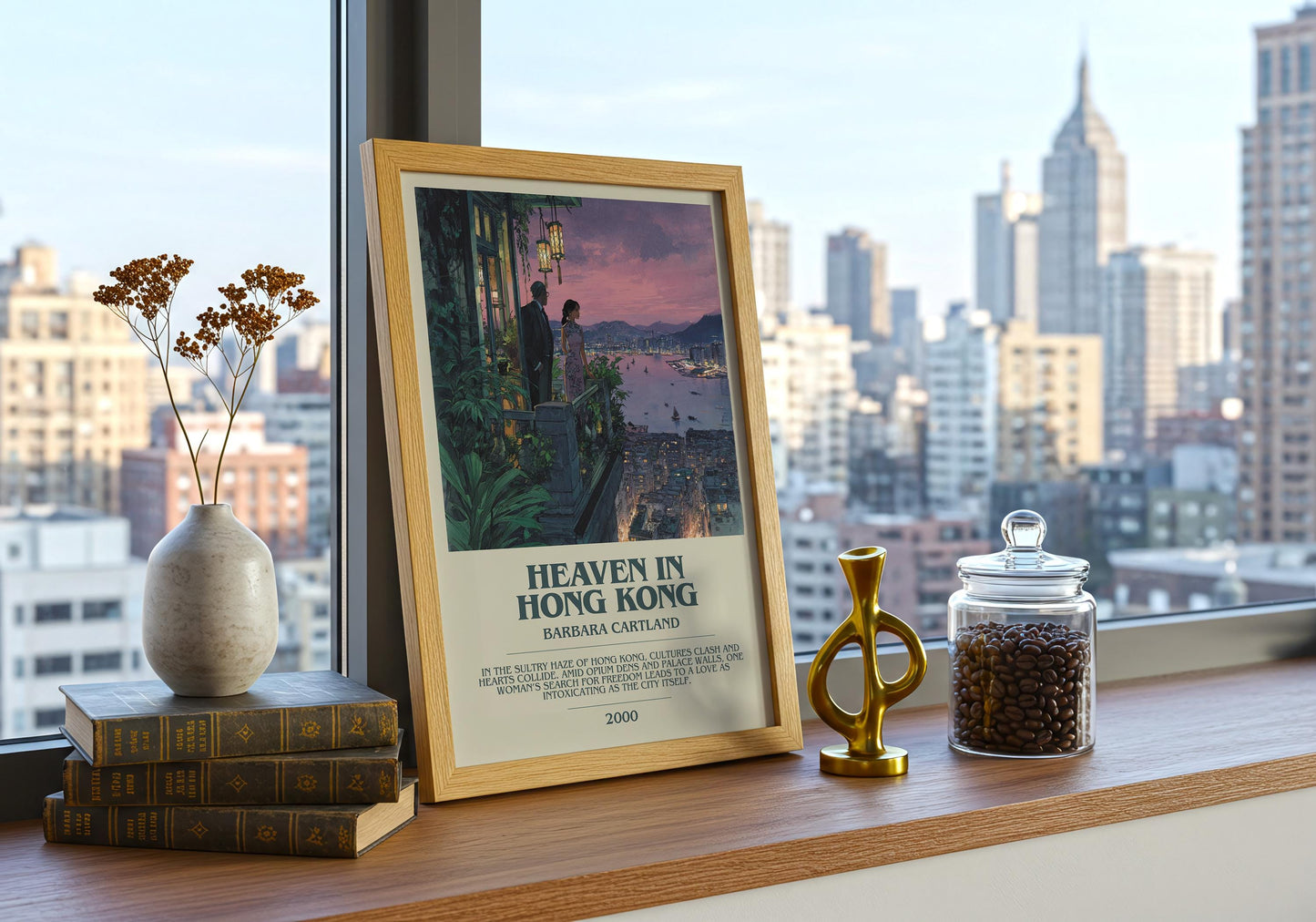 Heaven In Hong Kong by Barbara Cartland | Descriptive Book Poster | Modern