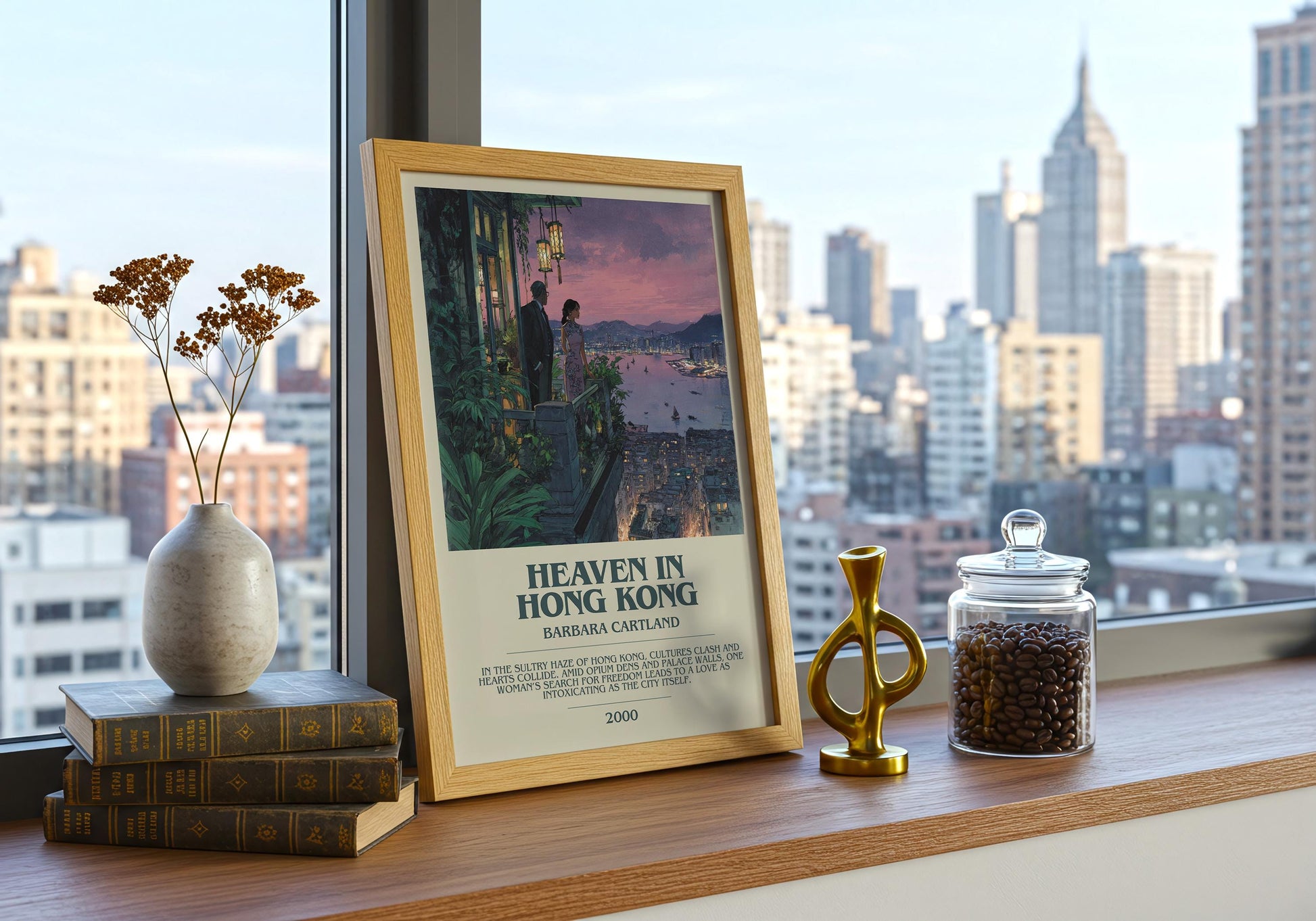 Heaven In Hong Kong by Barbara Cartland | Descriptive Book Poster | Modern