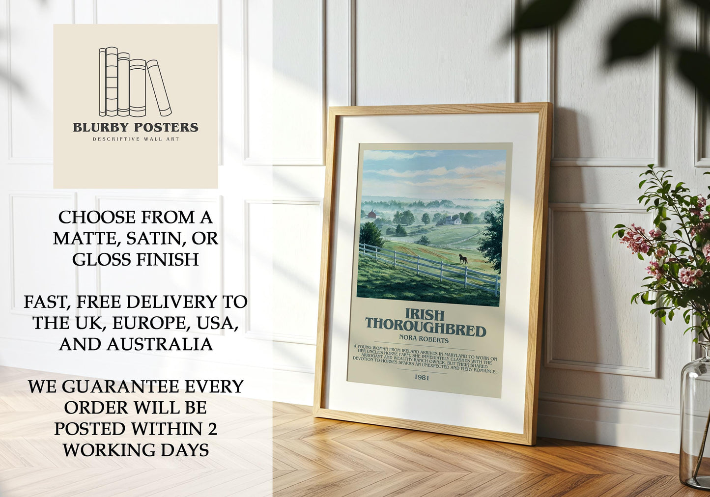 Irish Thoroughbred by Nora Roberts | Descriptive Book Poster | Modern