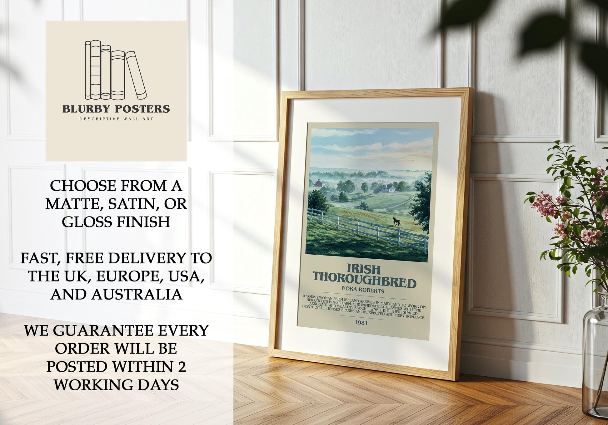 Irish Thoroughbred by Nora Roberts | Descriptive Book Poster | Modern