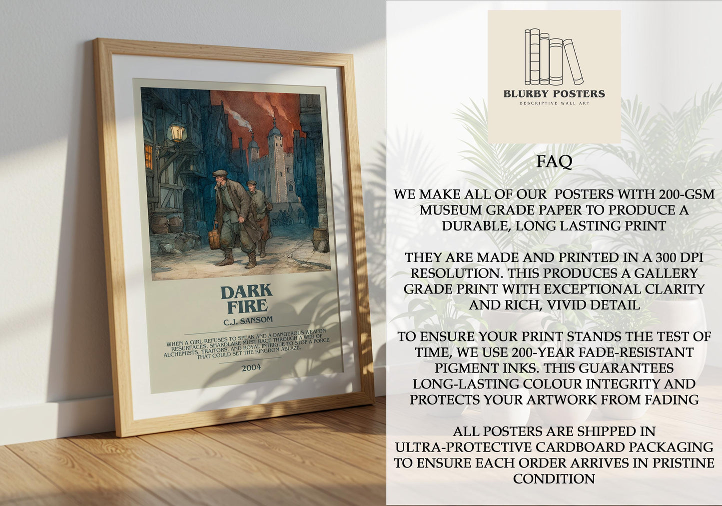 Dark Fire by C.J Sansom | Descriptive Book Poster | Modern