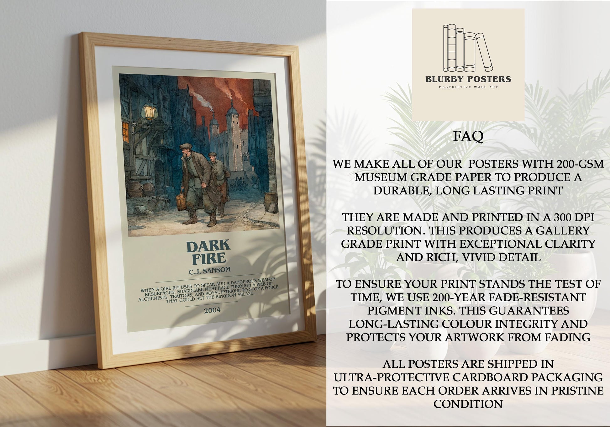 Dark Fire by C.J Sansom | Descriptive Book Poster | Modern