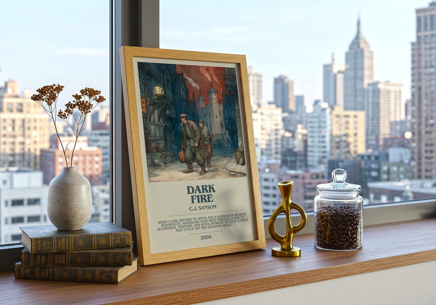 Dark Fire by C.J Sansom | Descriptive Book Poster | Modern