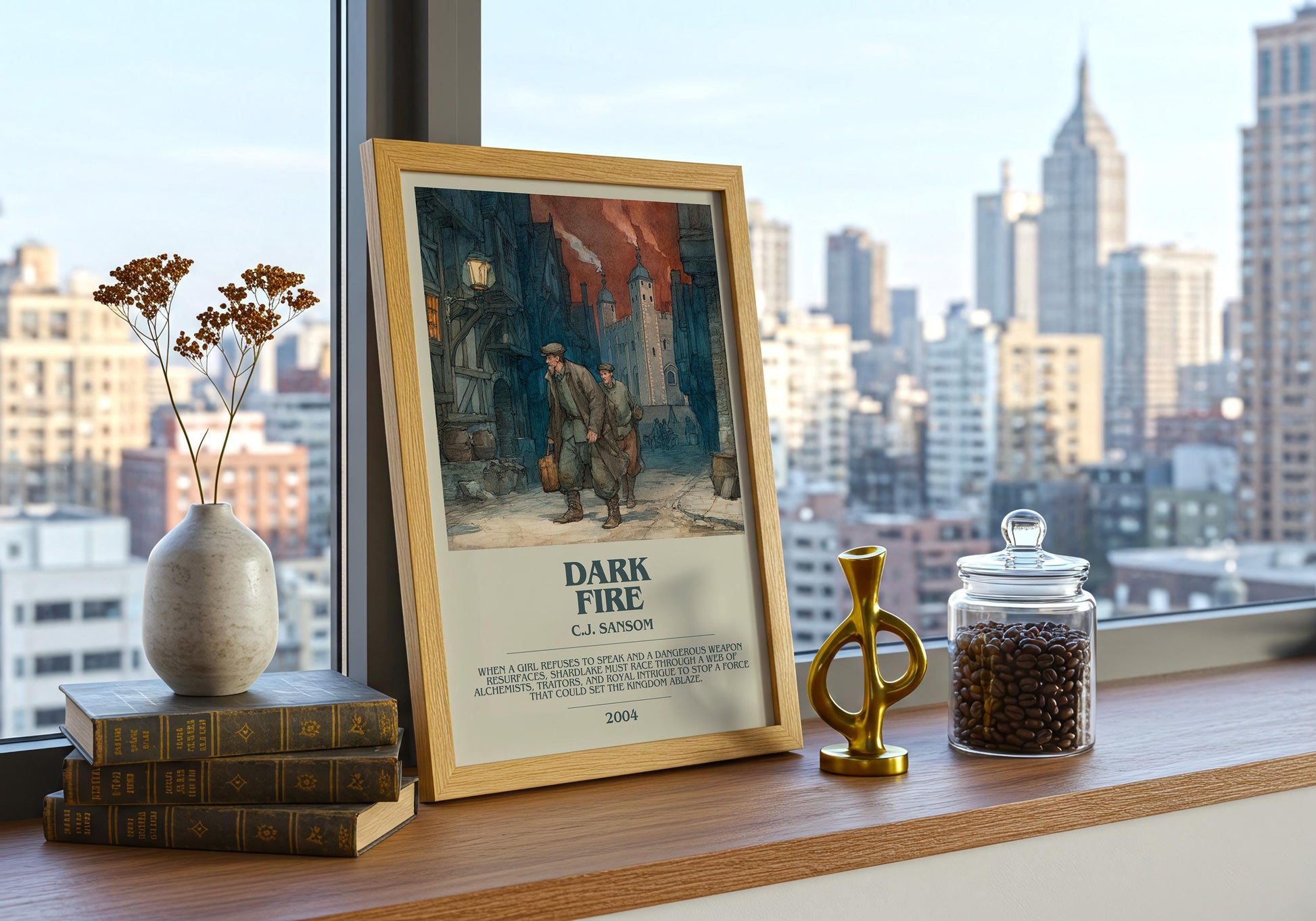 Dark Fire by C.J Sansom | Descriptive Book Poster | Modern