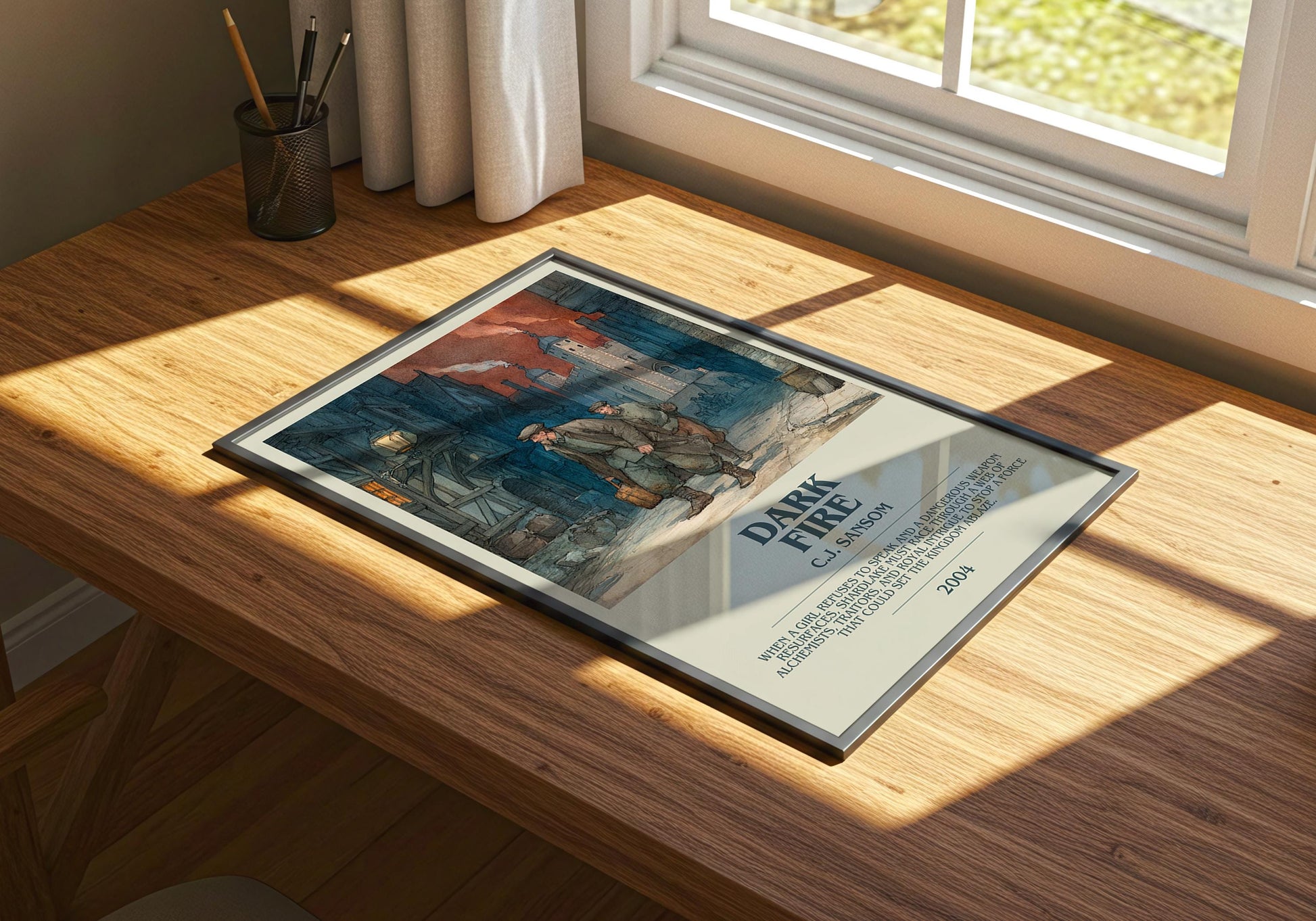 Dark Fire by C.J Sansom | Descriptive Book Poster | Modern