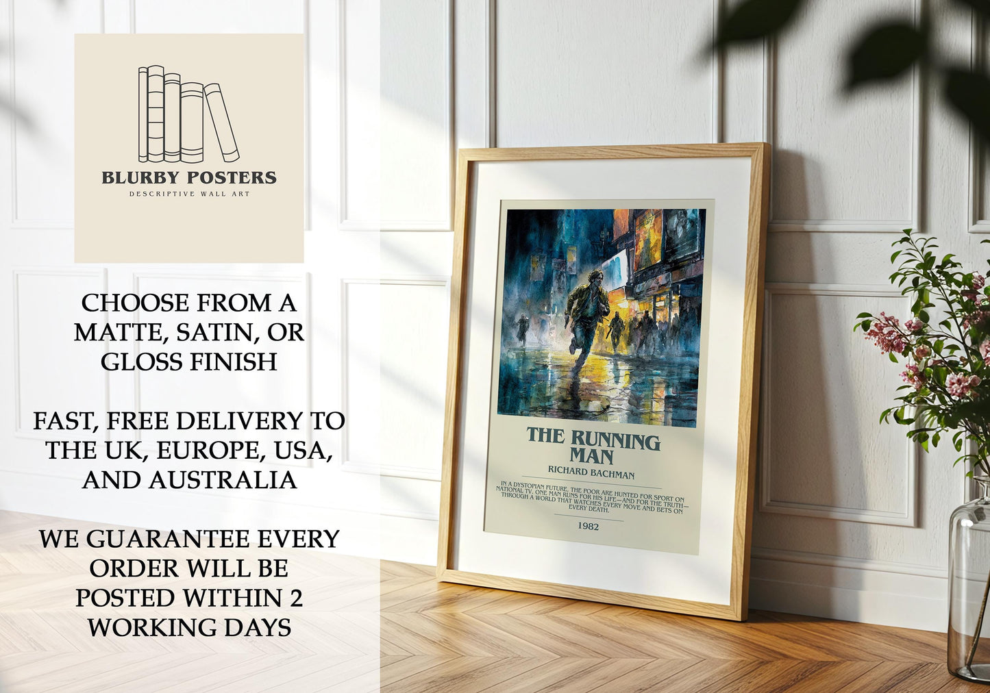 The Running Man by Richard Bachman | Descriptive Book Poster | Modern