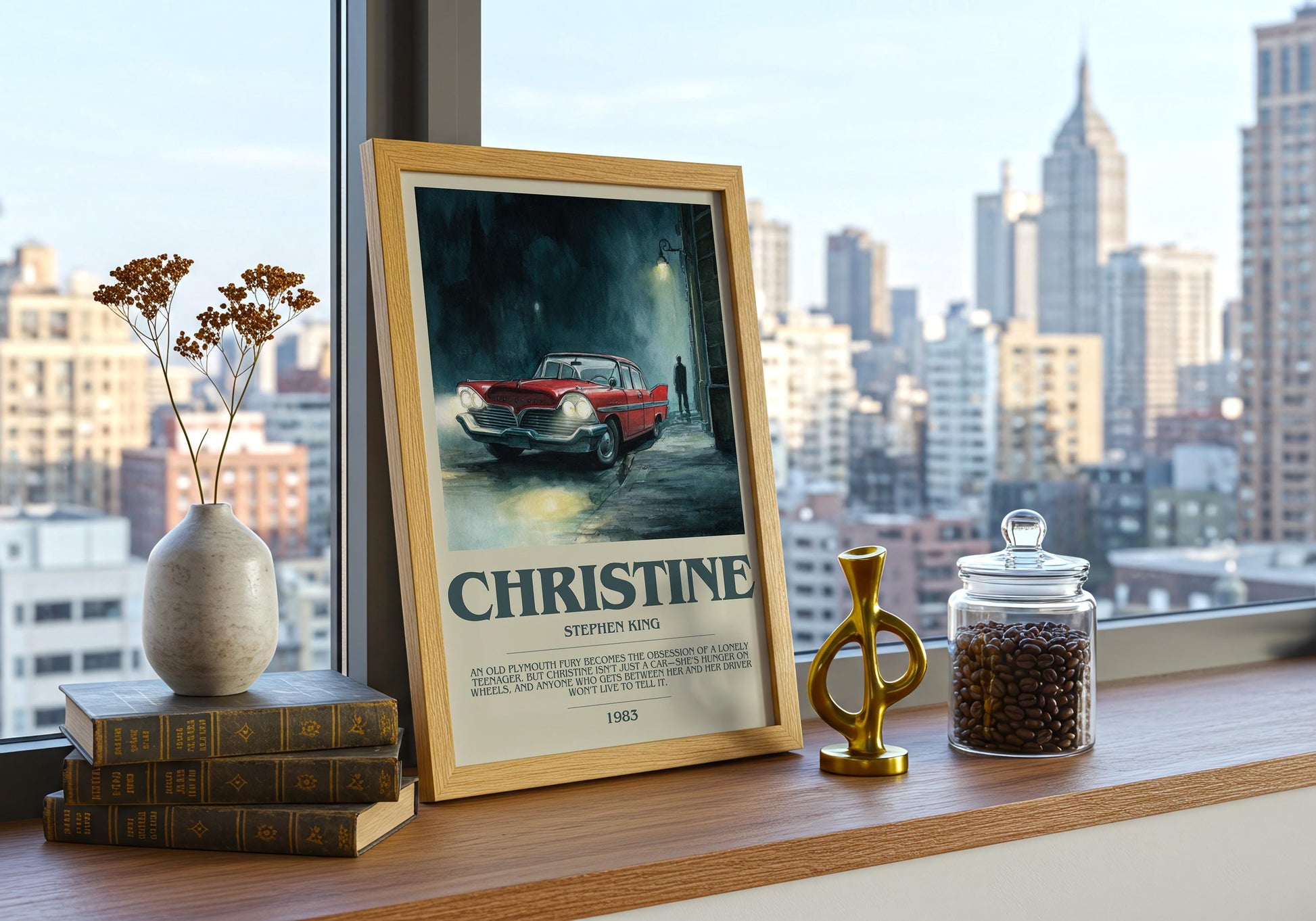 Christine by Stephen King | Descriptive Book Poster | Modern