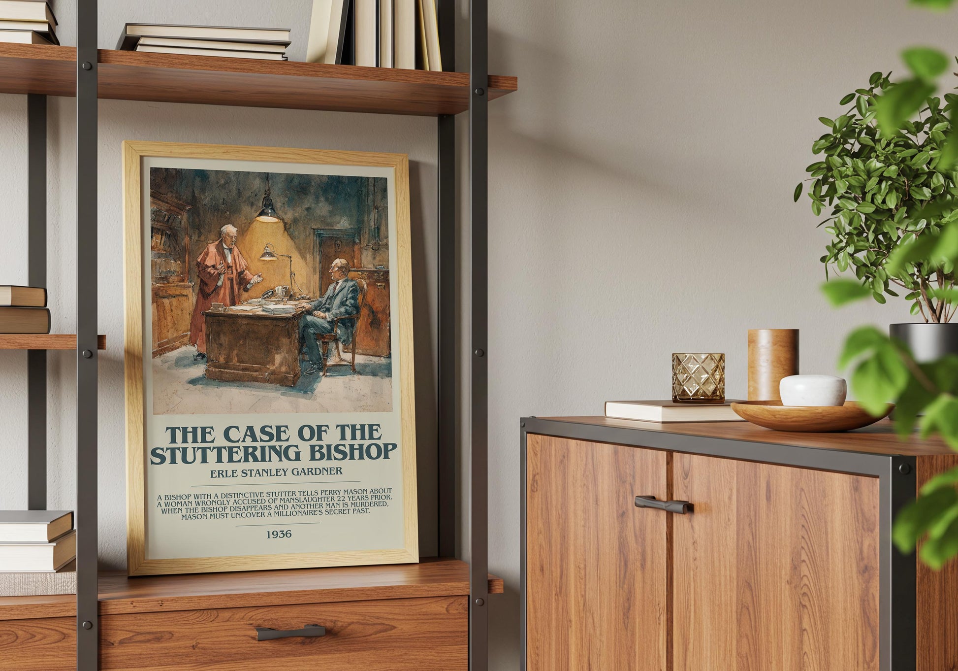 The Case of the Stuttering Bishop by Erle Stanley Gardner | Descriptive Book Poster | Modern