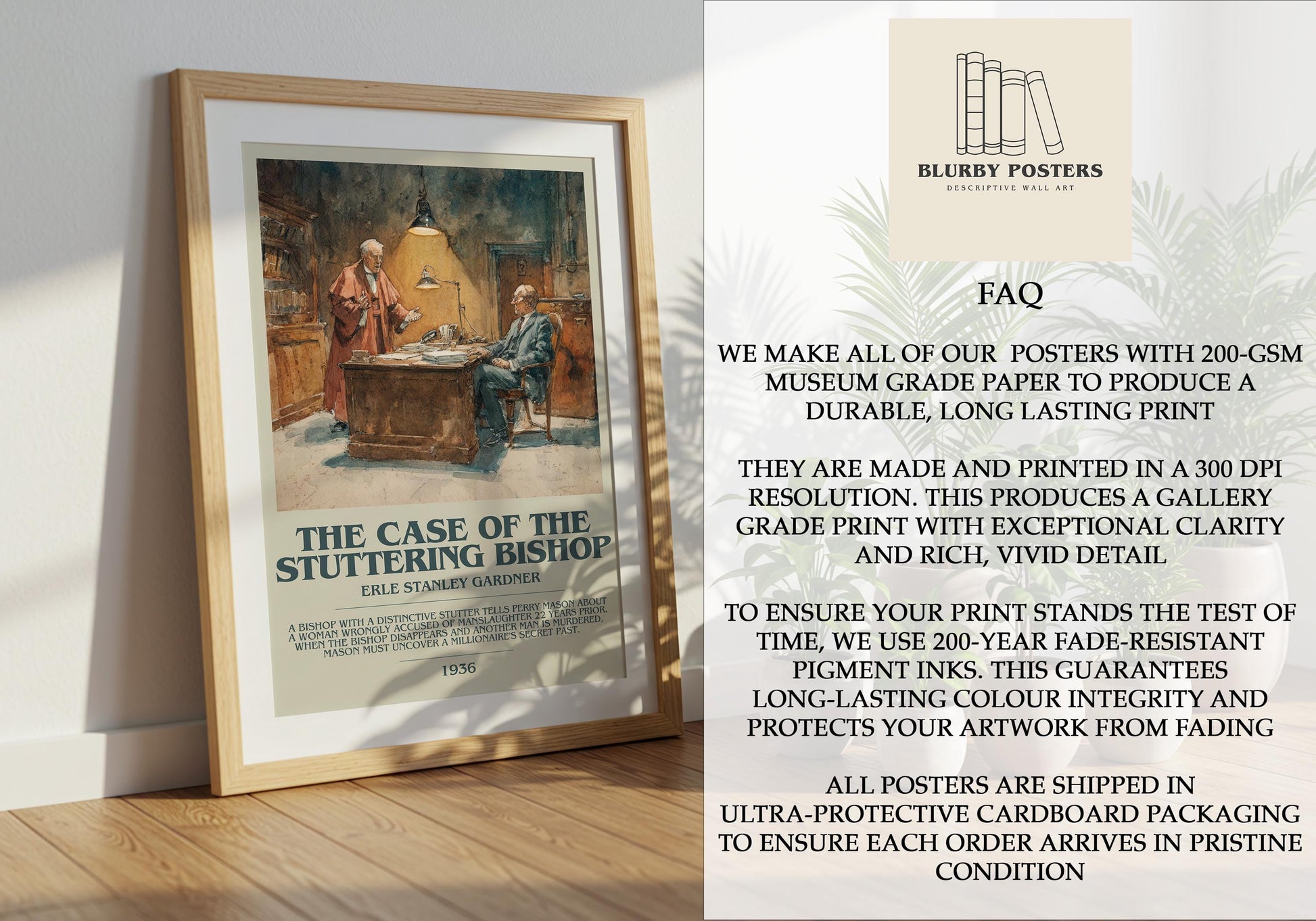 The Case of the Stuttering Bishop by Erle Stanley Gardner | Descriptive Book Poster | Modern