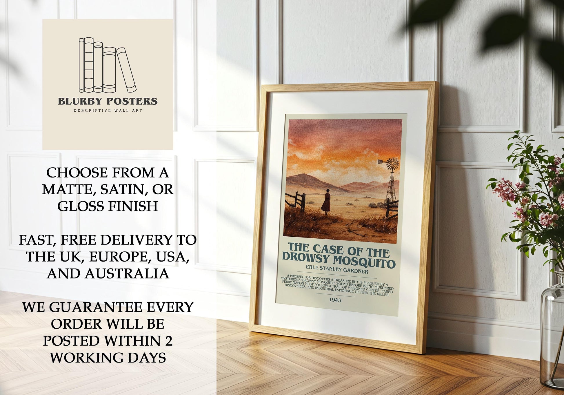 The Case of the Drowsy Mosquito's by Erle Stanley Gardner | Descriptive Book Poster | Modern