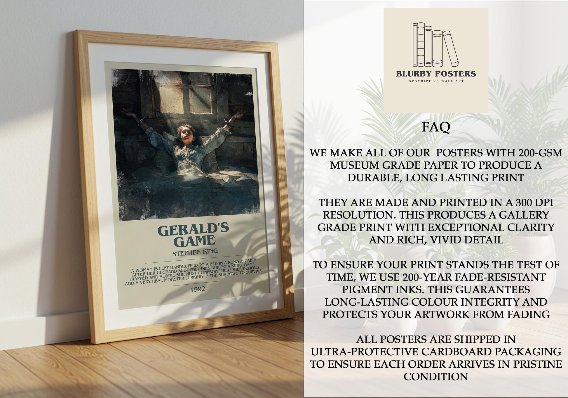 Geralds Game by Stephen King | Descriptive Book Poster | Modern