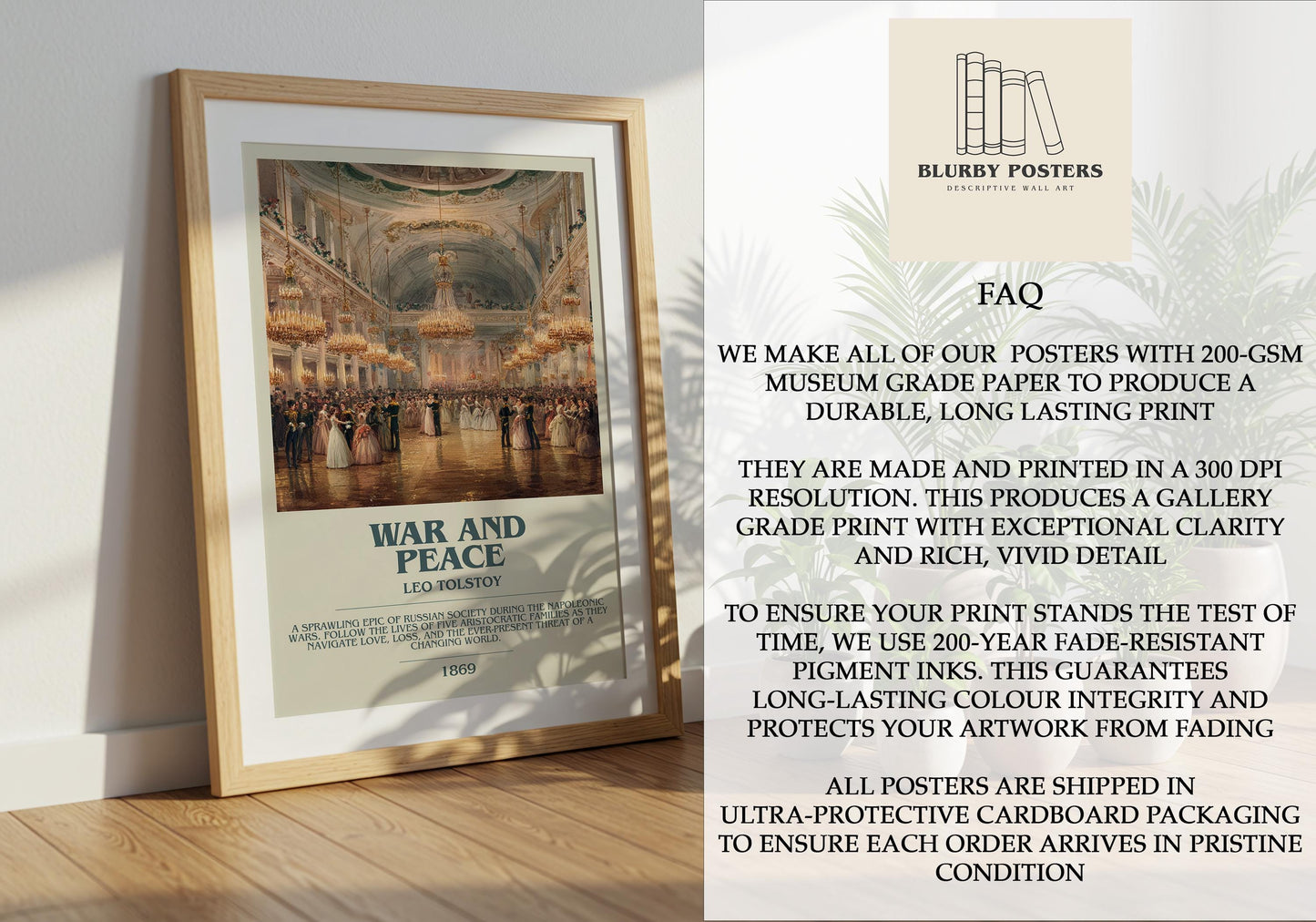 War and Peace by Leo Tolstoy | Descriptive Book Poster | Modern