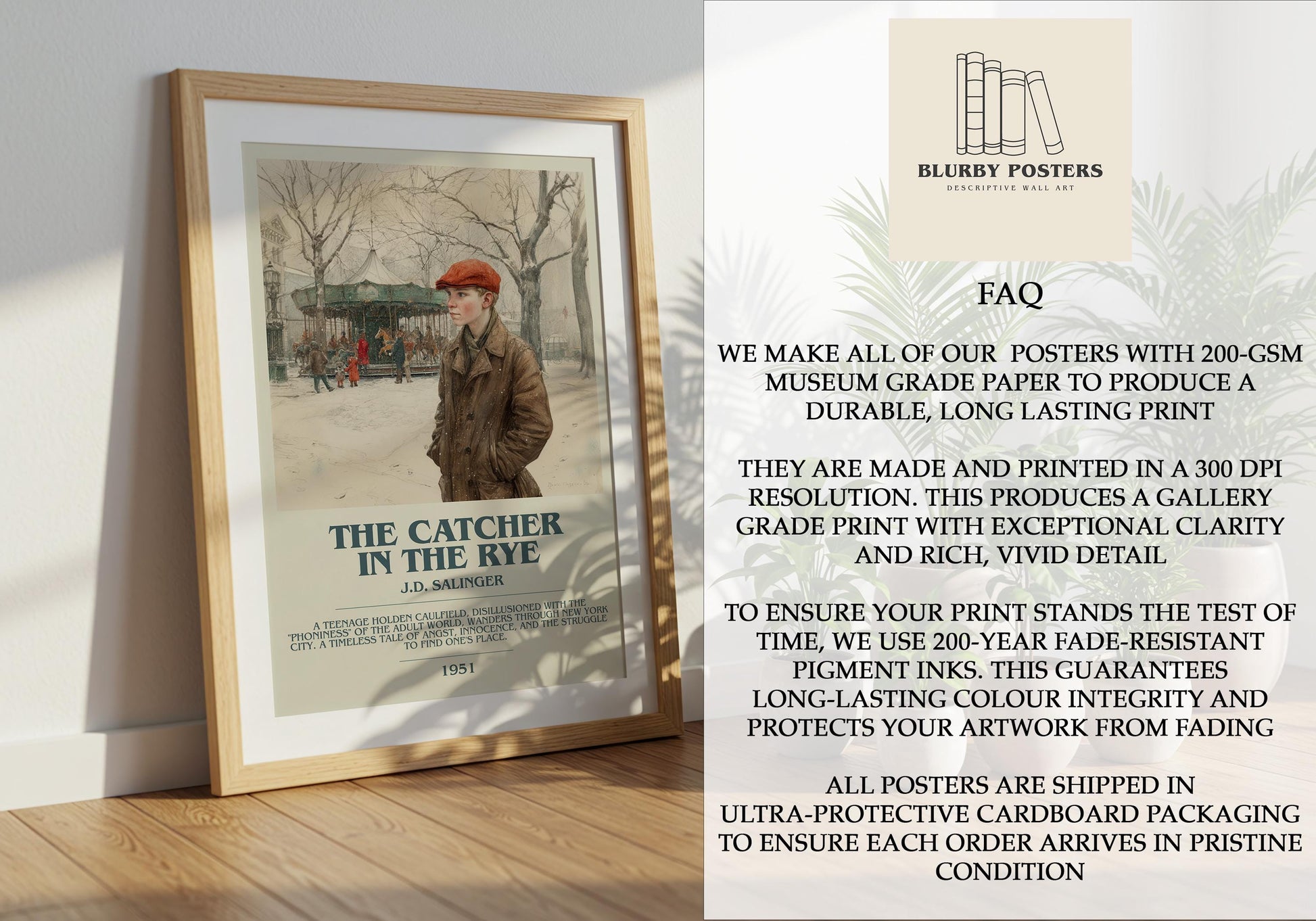 The Catcher In The Rye by J.D. Salinger | Descriptive Book Poster | Modern