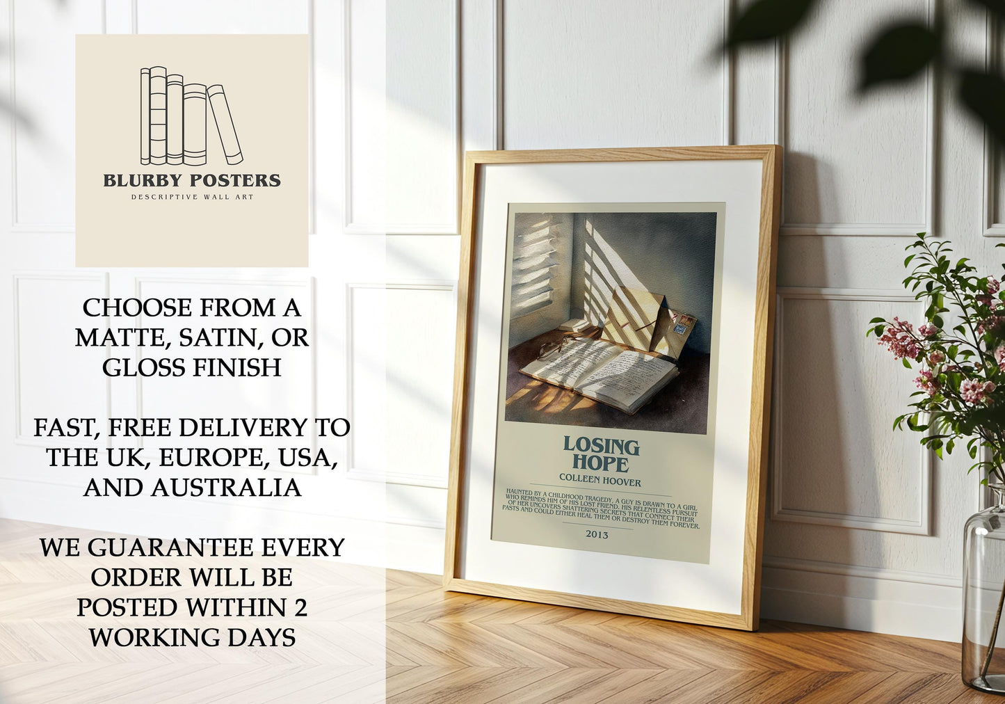 Loosing Hope by Colleen Hoover | Descriptive Book Poster | Modern