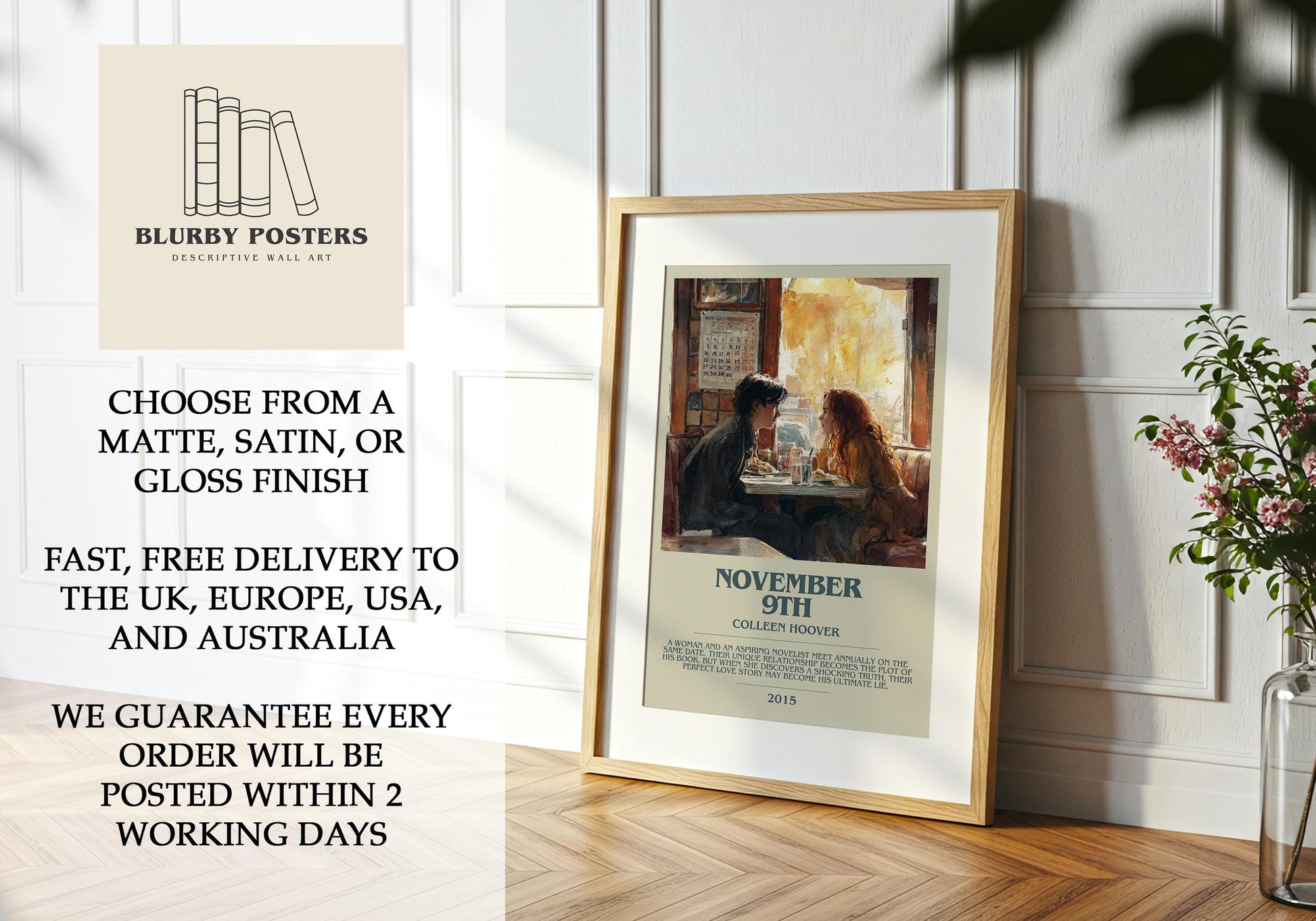 November 9th by Colleen Hoover | Descriptive Book Poster | Modern