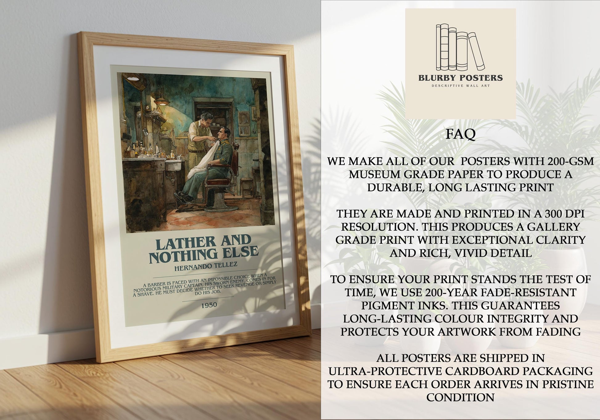 Lather and Nothing Else by Hernando Tellez | Descriptive Book Poster | Modern