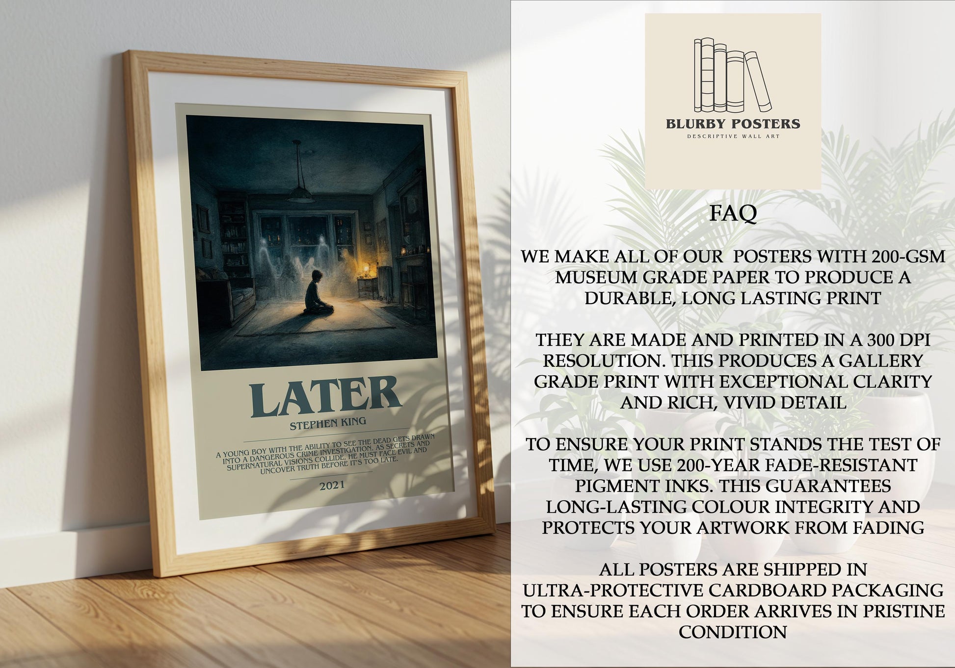 Later by Stephen King | Descriptive Book Poster | Modern