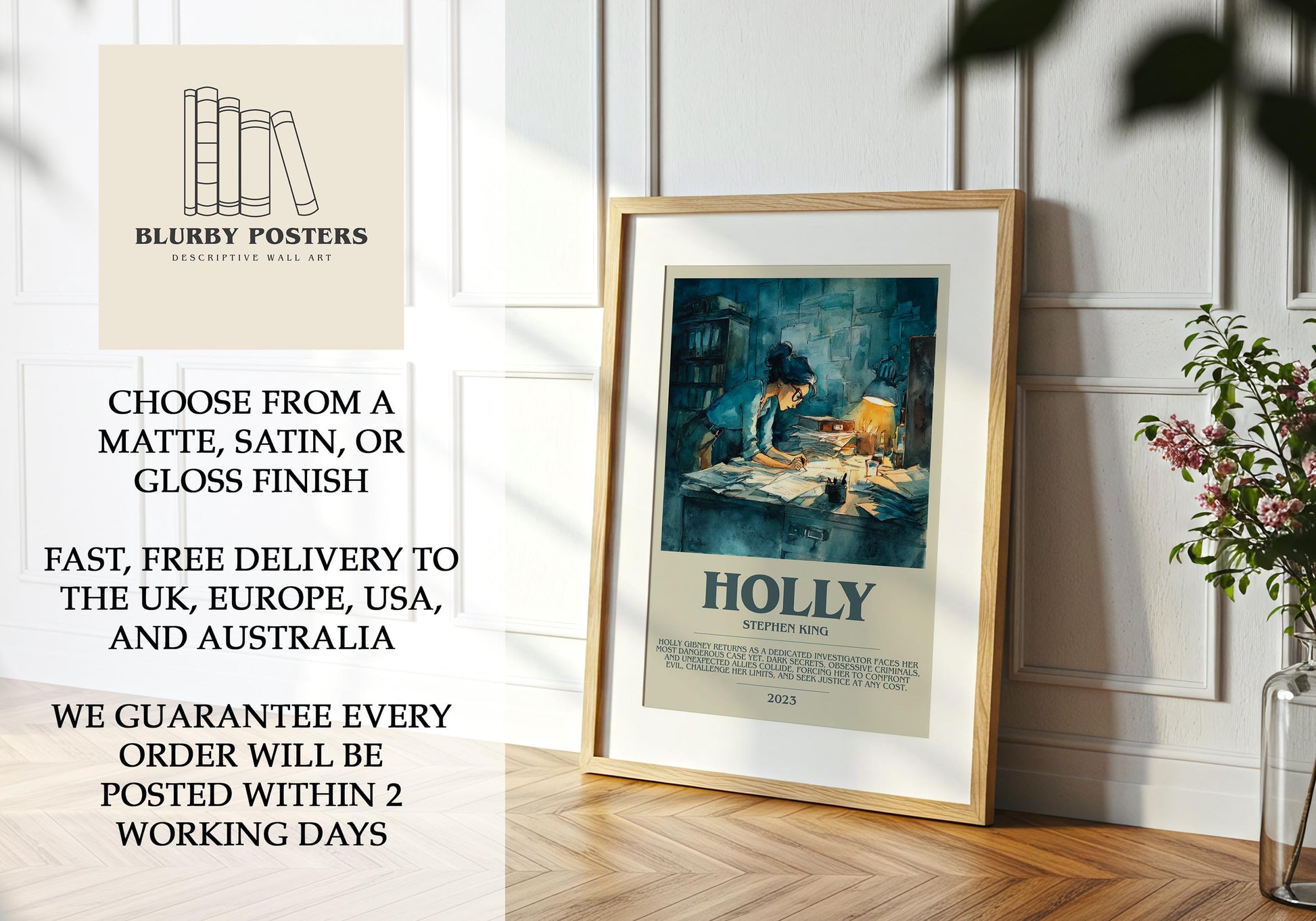 Holly by Stephen King | Descriptive Book Poster | Modern