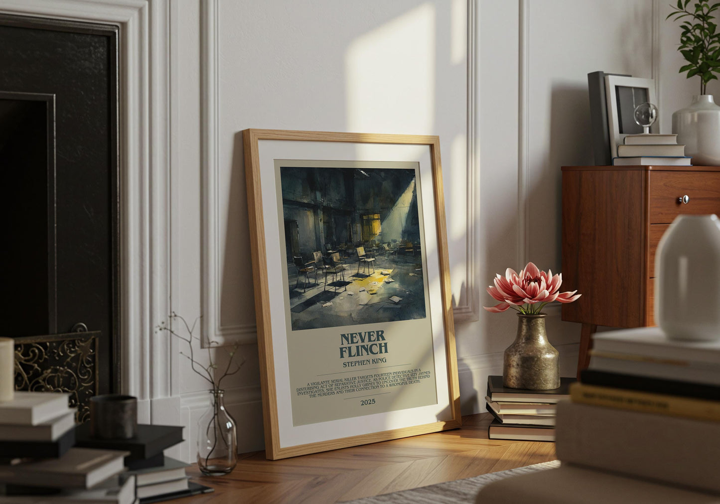 Never Flinch by Stephen King | Descriptive Book Poster | Modern