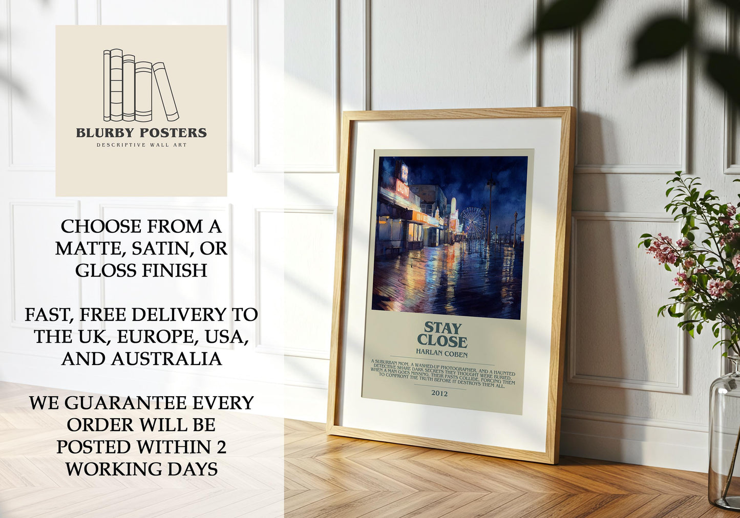 Stay Close by Harlan Coben | Descriptive Book Poster | Modern