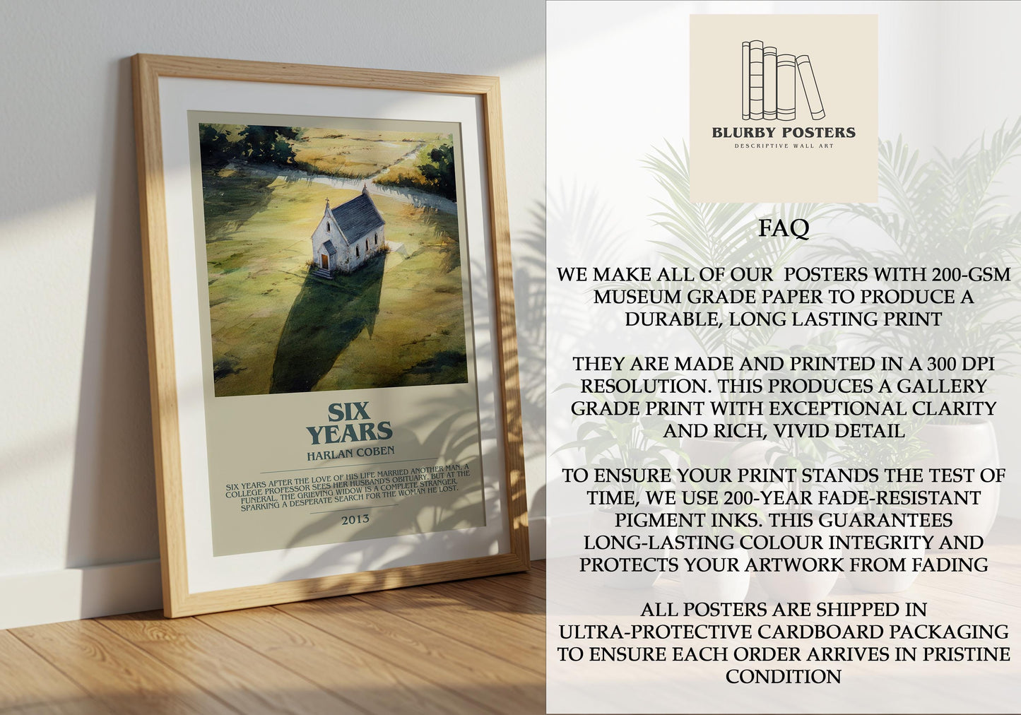 Six Years by Harlan Coben | Descriptive Book Poster | Modern