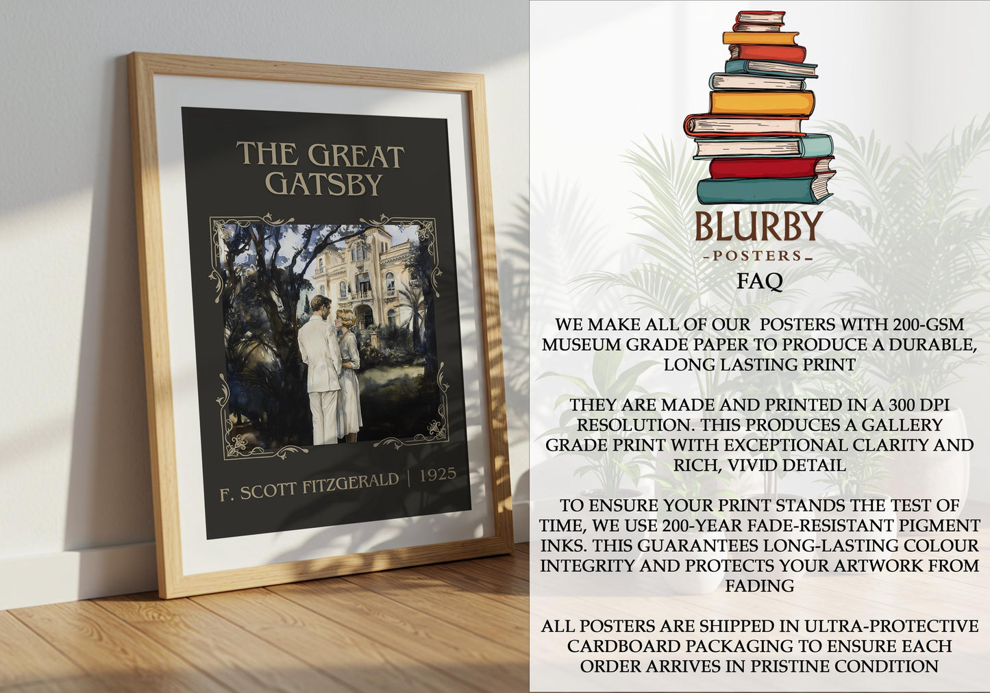 The Great Gatsby by F. Scott Fitzgerald | Descriptive Book Poster | Minimalist