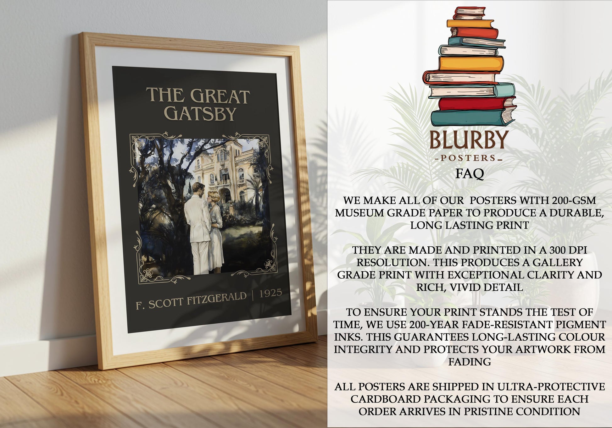 The Great Gatsby by F. Scott Fitzgerald | Descriptive Book Poster | Minimalist