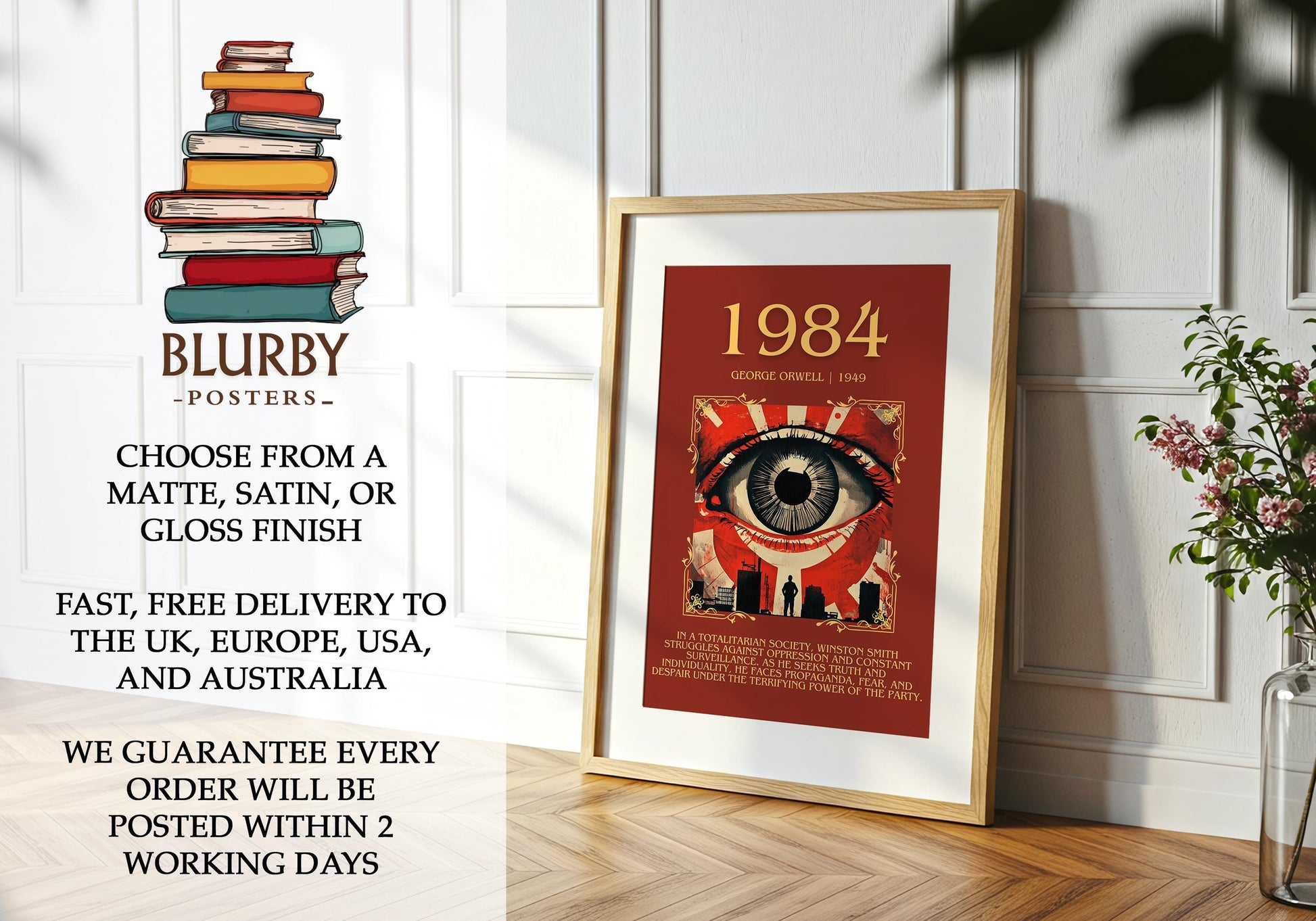 1984 by George Orwell | Descriptive Book Poster | Blurby
