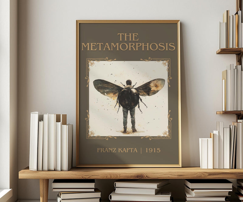 Metamorphosis classic book art print in frame leaning in hallway – literary fiction wall art