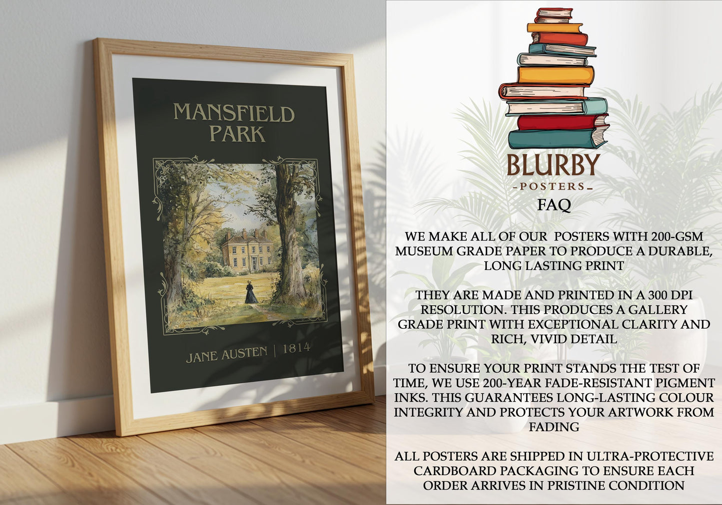 Mansfield Park by Jane Austen | Descriptive Book Poster | Minimalist
