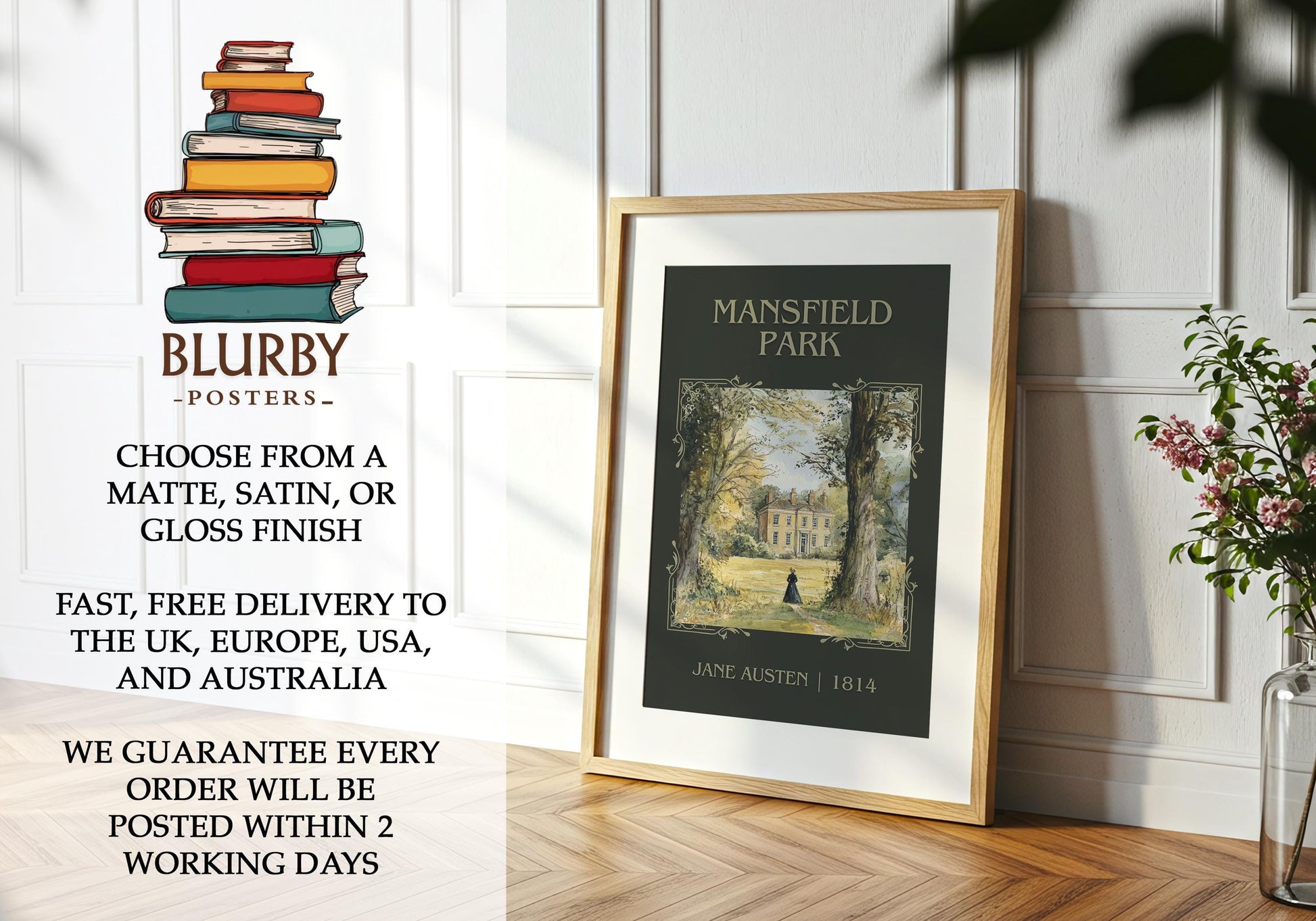 Mansfield Park by Jane Austen | Descriptive Book Poster | Minimalist