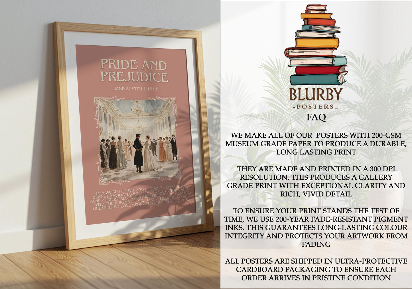 Pride and Prejudice by Jane Austin | Descriptive Book Poster | Blurby