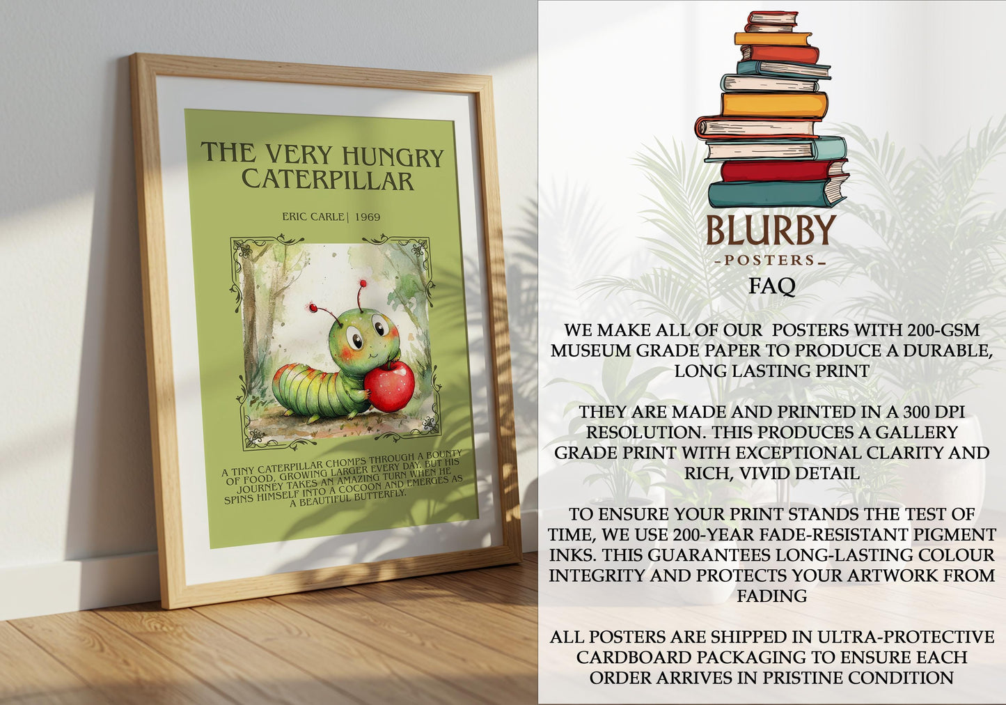 The Very Hungry Caterpillar by Eric Carle | Descriptive Book Poster | Blurby