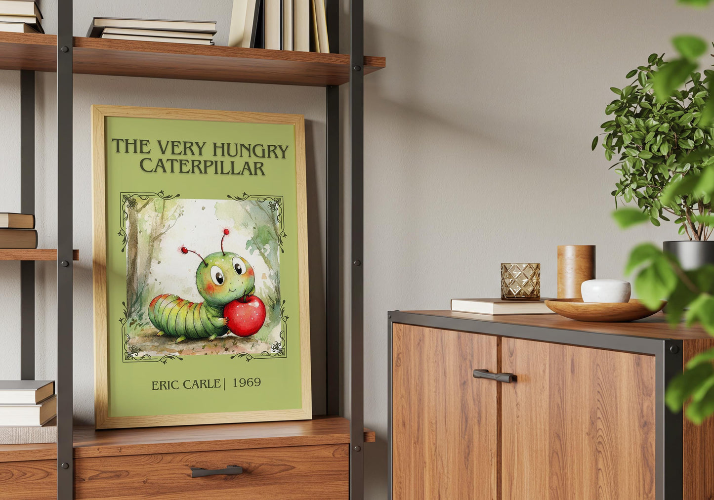 The Very Hungry Caterpillar by Eric Carle | Descriptive Book Poster | Minimalist