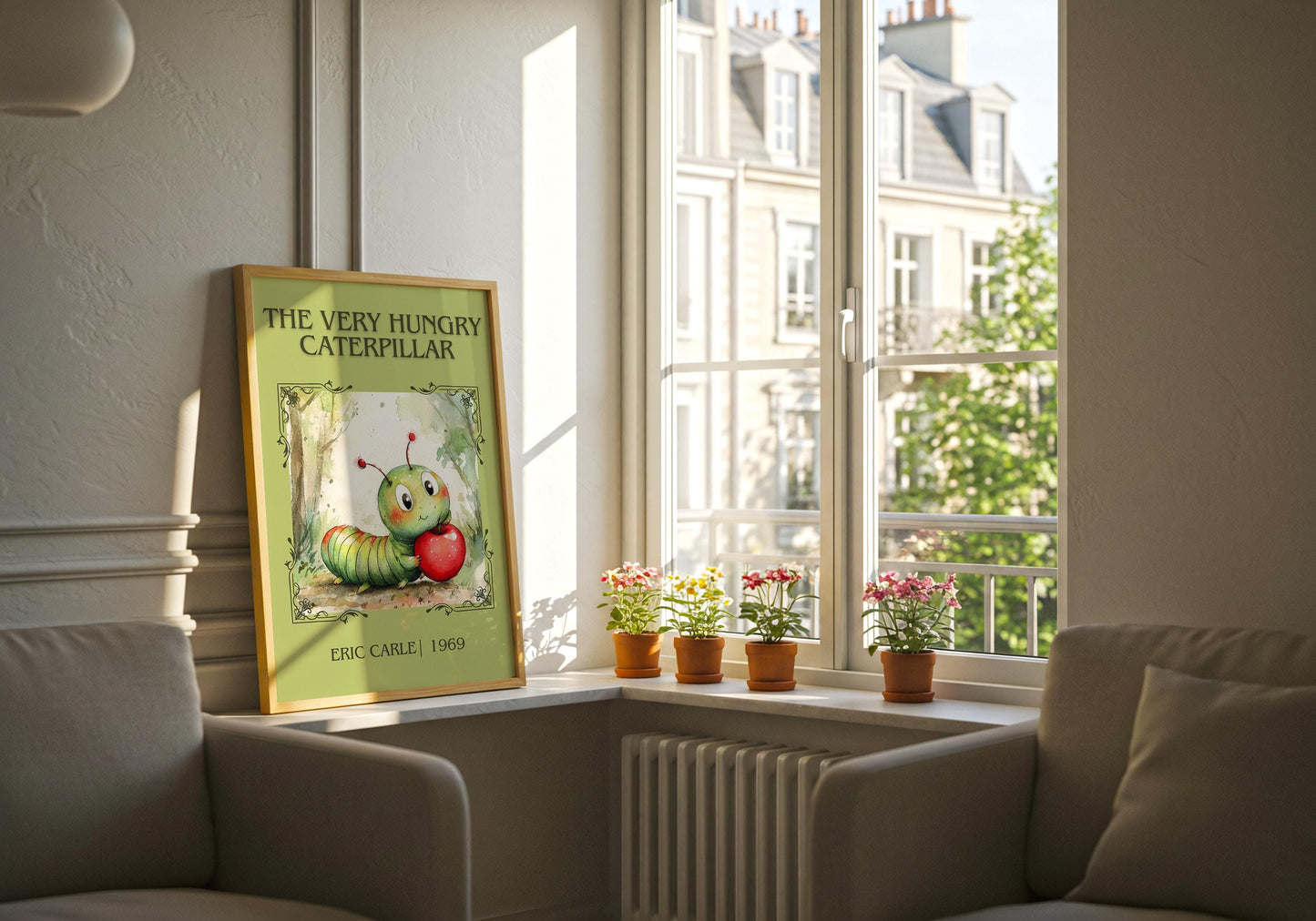 The Very Hungry Caterpillar by Eric Carle | Descriptive Book Poster | Minimalist