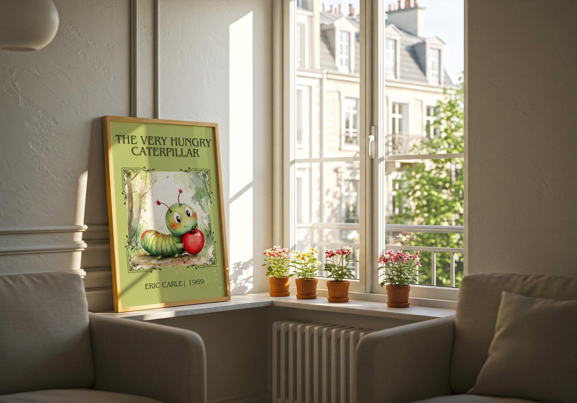 The Very Hungry Caterpillar by Eric Carle | Descriptive Book Poster | Minimalist