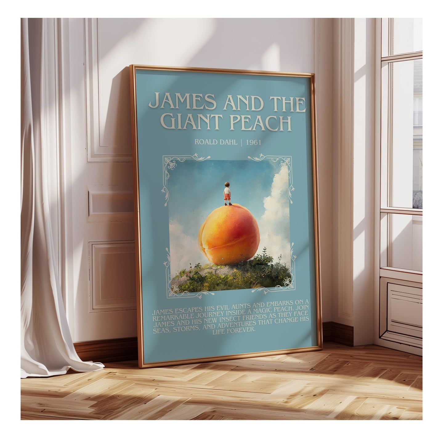 James And The Giant Peach by Roald Dahl | Descriptive Book Poster | Blurby